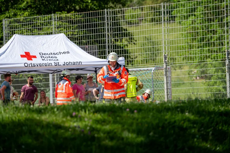 Sanitätszelt des DRK Ortsvereins St. Johann bei einer Übung